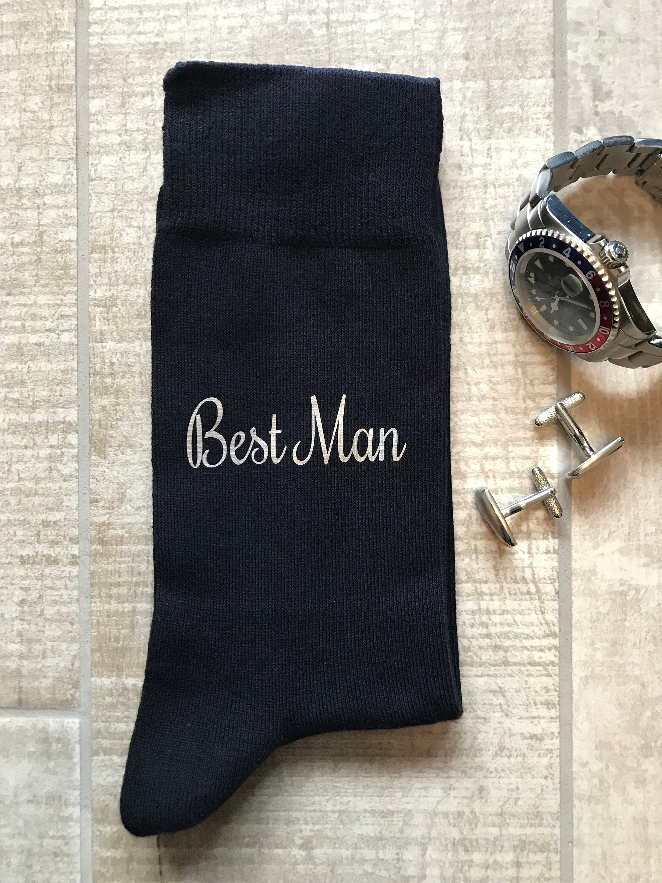Dark Navy Best Man Socks Silver Wording Navy Groomsmen Socks Etsy UK