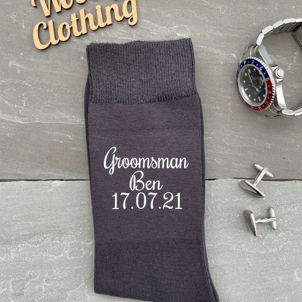 Groom socks, groomsmen socks, novelty socks, usher socks, grey socks, father of the bride socks, in case you get cold feet