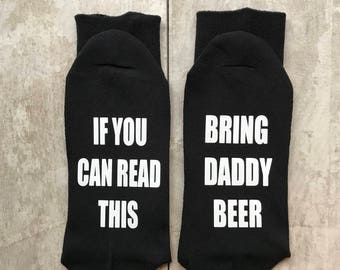 If you can read this bring me a beer socks, novelty socks, christmas socks, mens socks, black socks, dad beer, christmas gift, papa socks