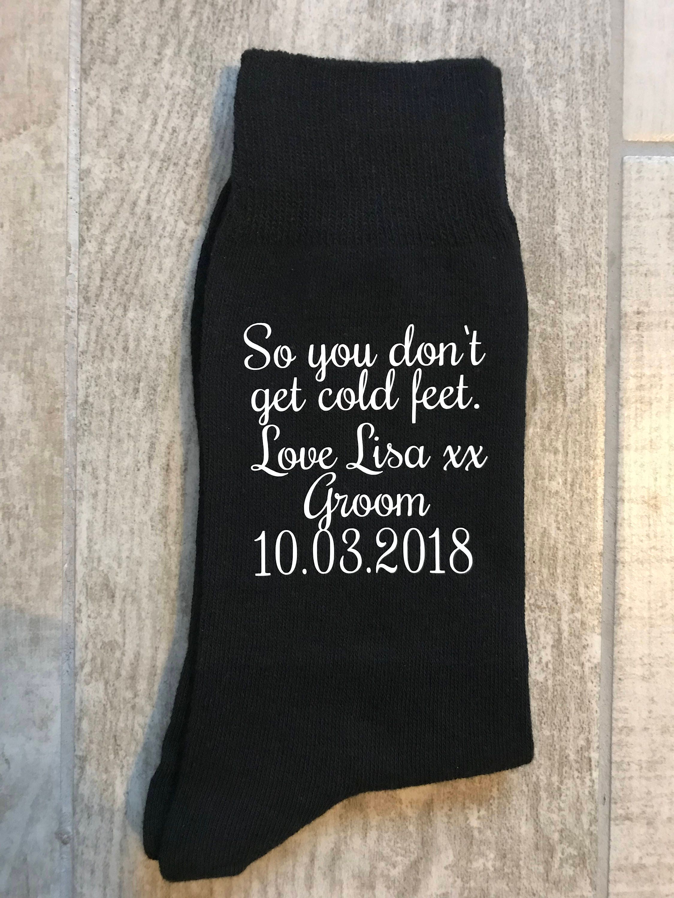 Image of Groom Just in Case You Get Cold Feet Socks, Groom Groomsmen Novelty Black Socks, Father Of The Bride Socks