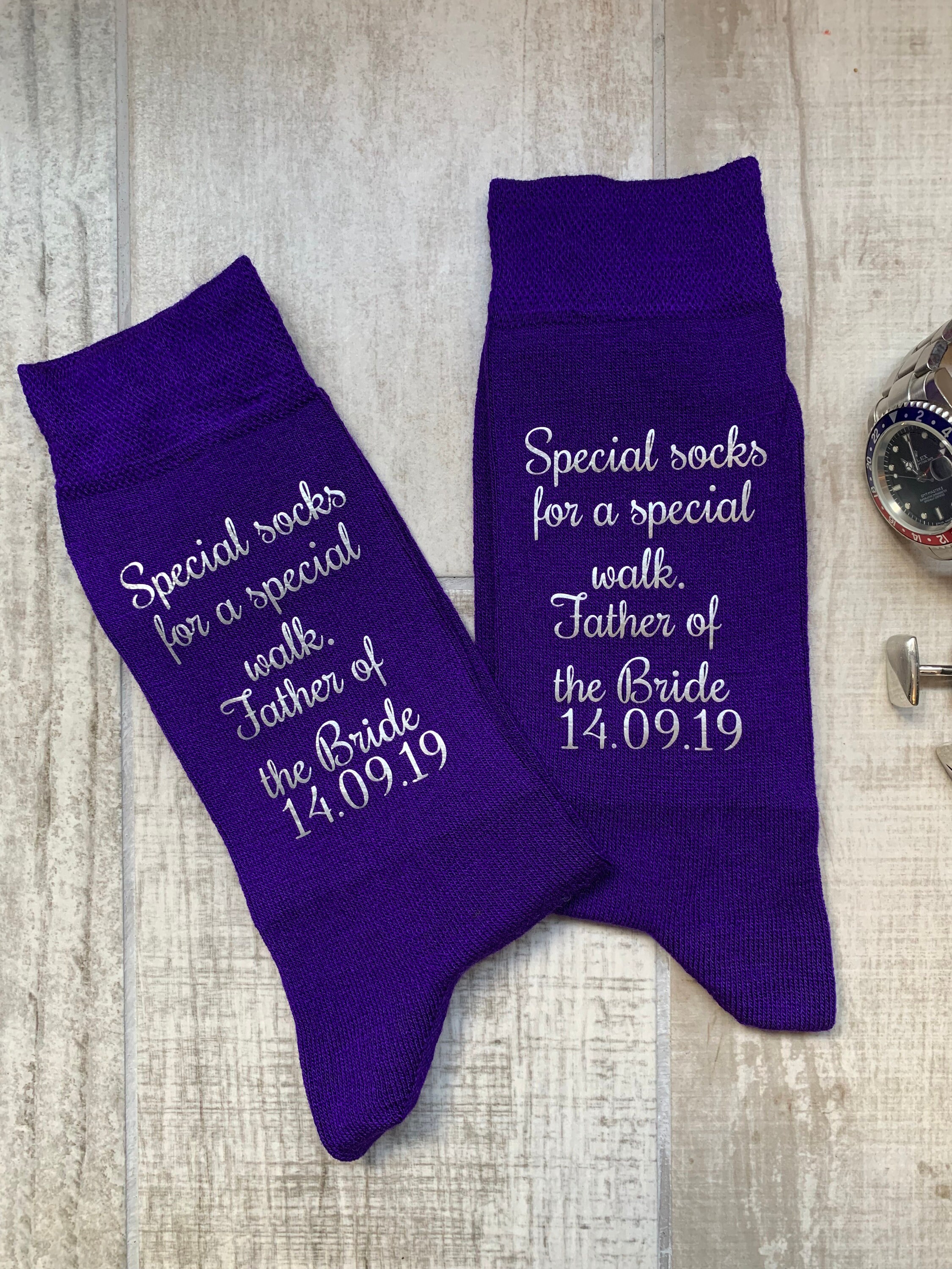 Image of Purple Father Of The Bride Socks, Special Socks For A Walk Gift