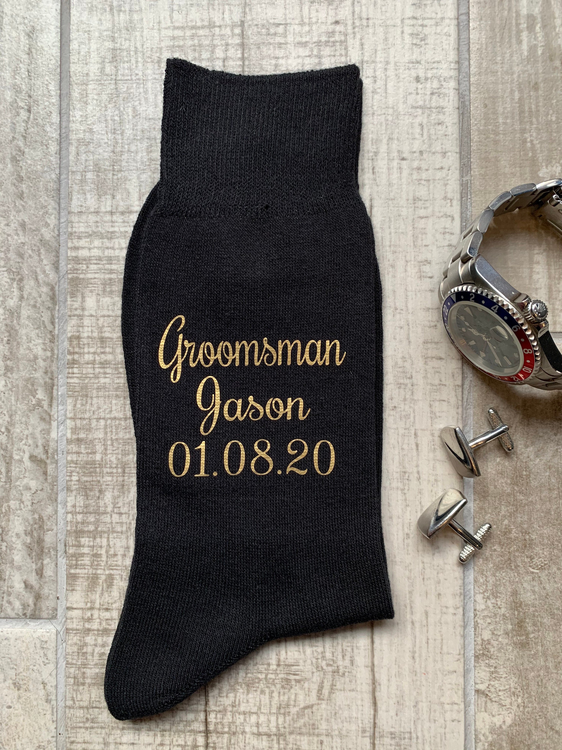 Image of Personalised Black Groomsmen Wedding Socks