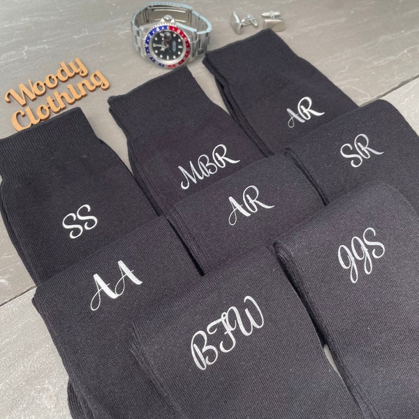 Groomsmen initial monogram socks