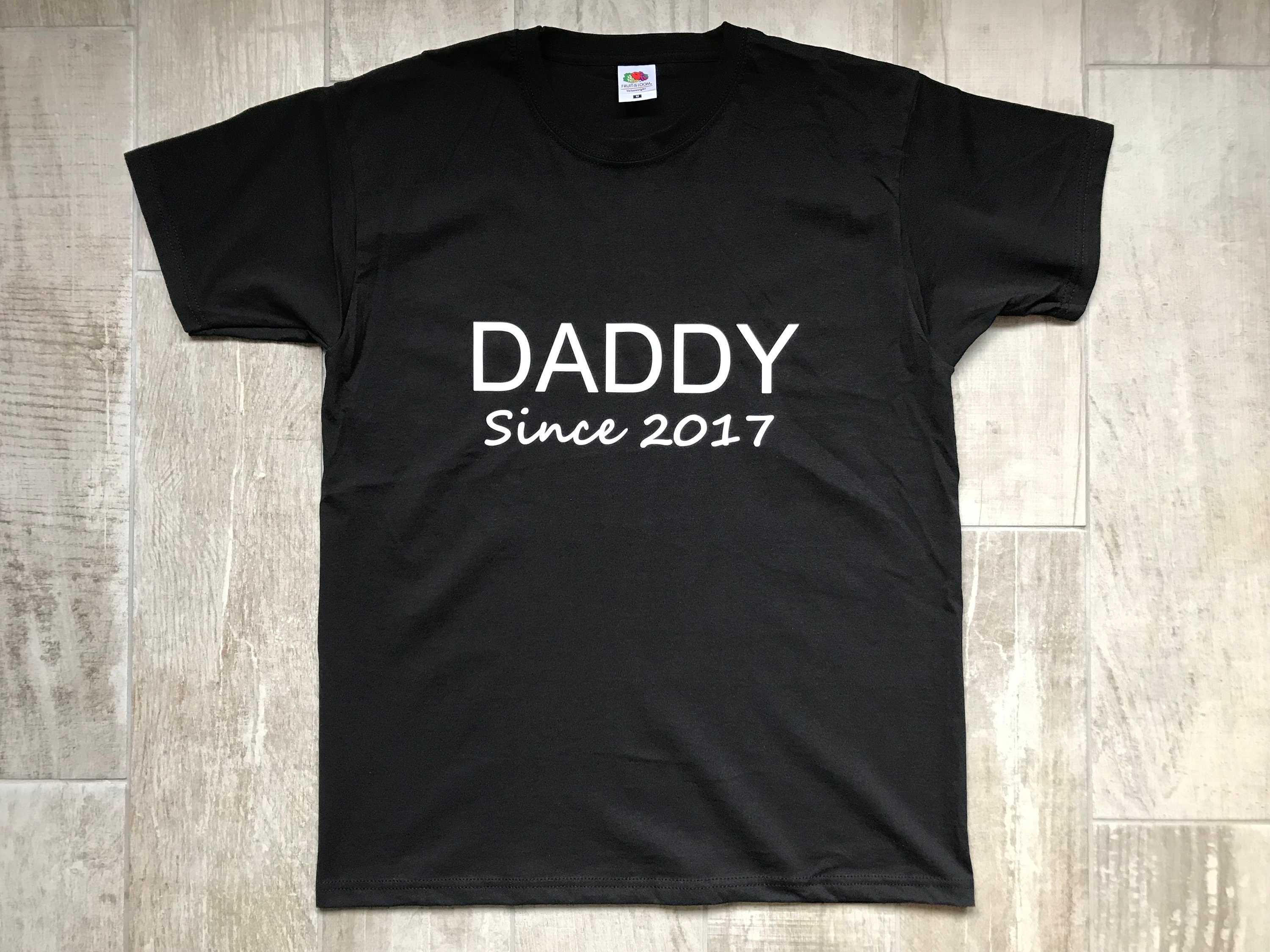 Image of Daddy Since 2017 T-Shirt, Funny Tshirt, Custom Papa T-Shirt