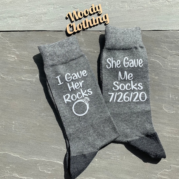 Groom socks, I gave her rocks she gave me socks, grey socks