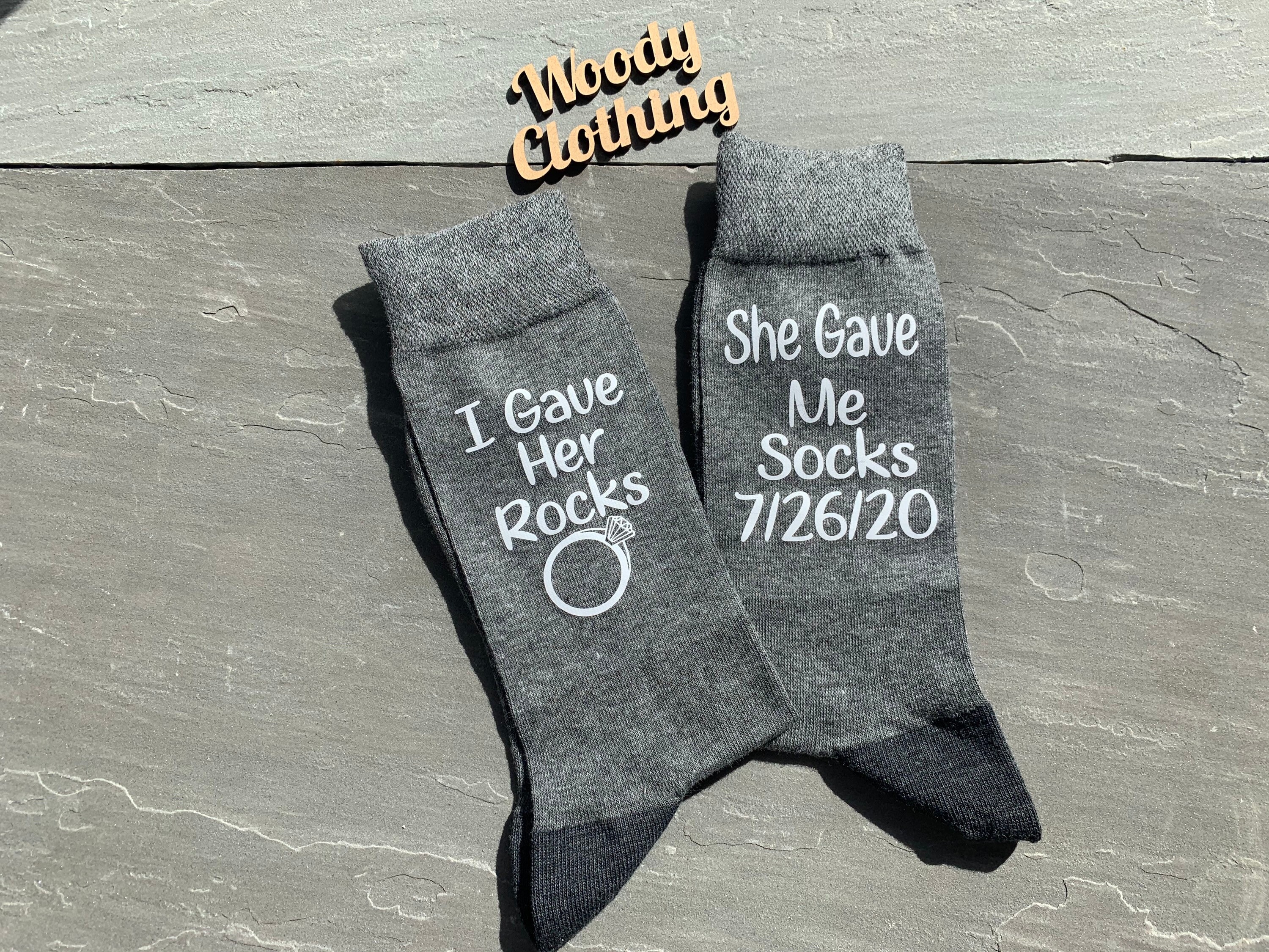 Image of Groom Socks, I Gave Her Rocks She Me Grey Socks