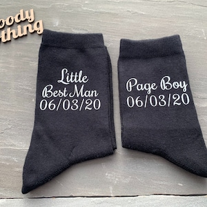 Personalised Black Page Boy Socks: Ring Bearer Wedding Socks