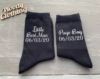 Personalised Black Page Boy Socks: Ring Bearer Wedding Socks