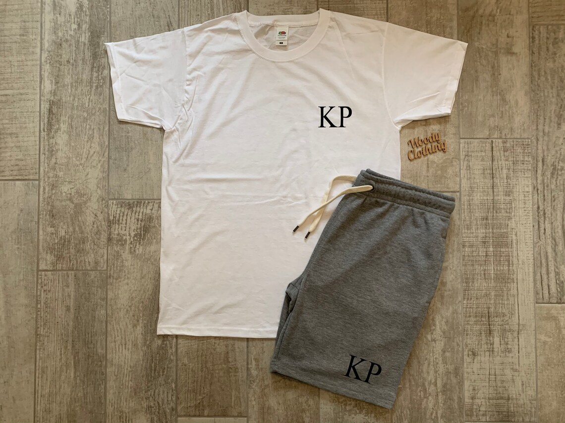 Mens Loungewear Shorts Set Personalised with Initials Etsy