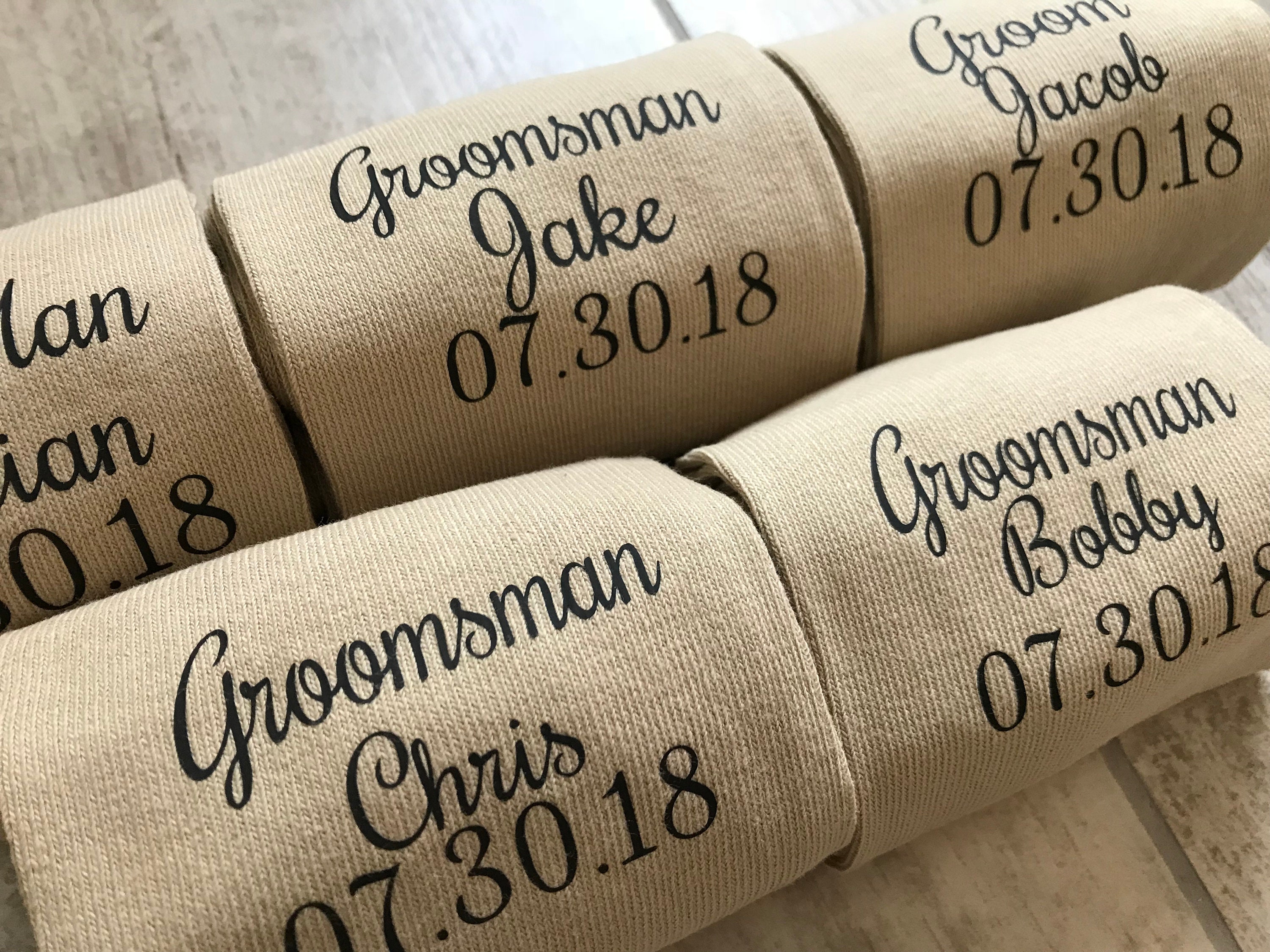 Image of Groom Socks, Groomsmen Socks, Cream Socks, Personalised Socks, Groom Personalised Socks, Beige Socks, Bestman, Just in Case You Get Cold Feet
