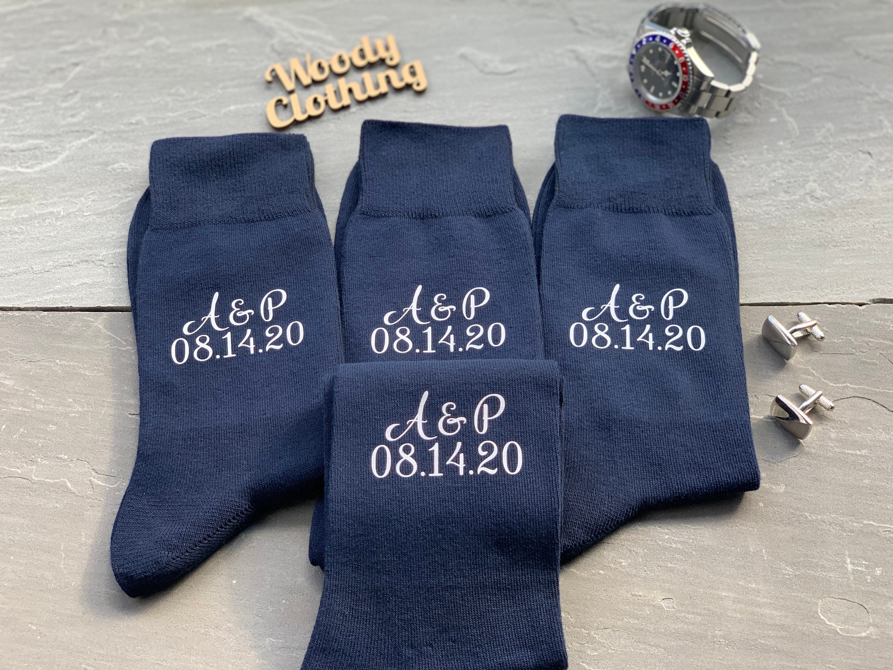 Image of Navy Groomsmen Socks, Wedding Favours