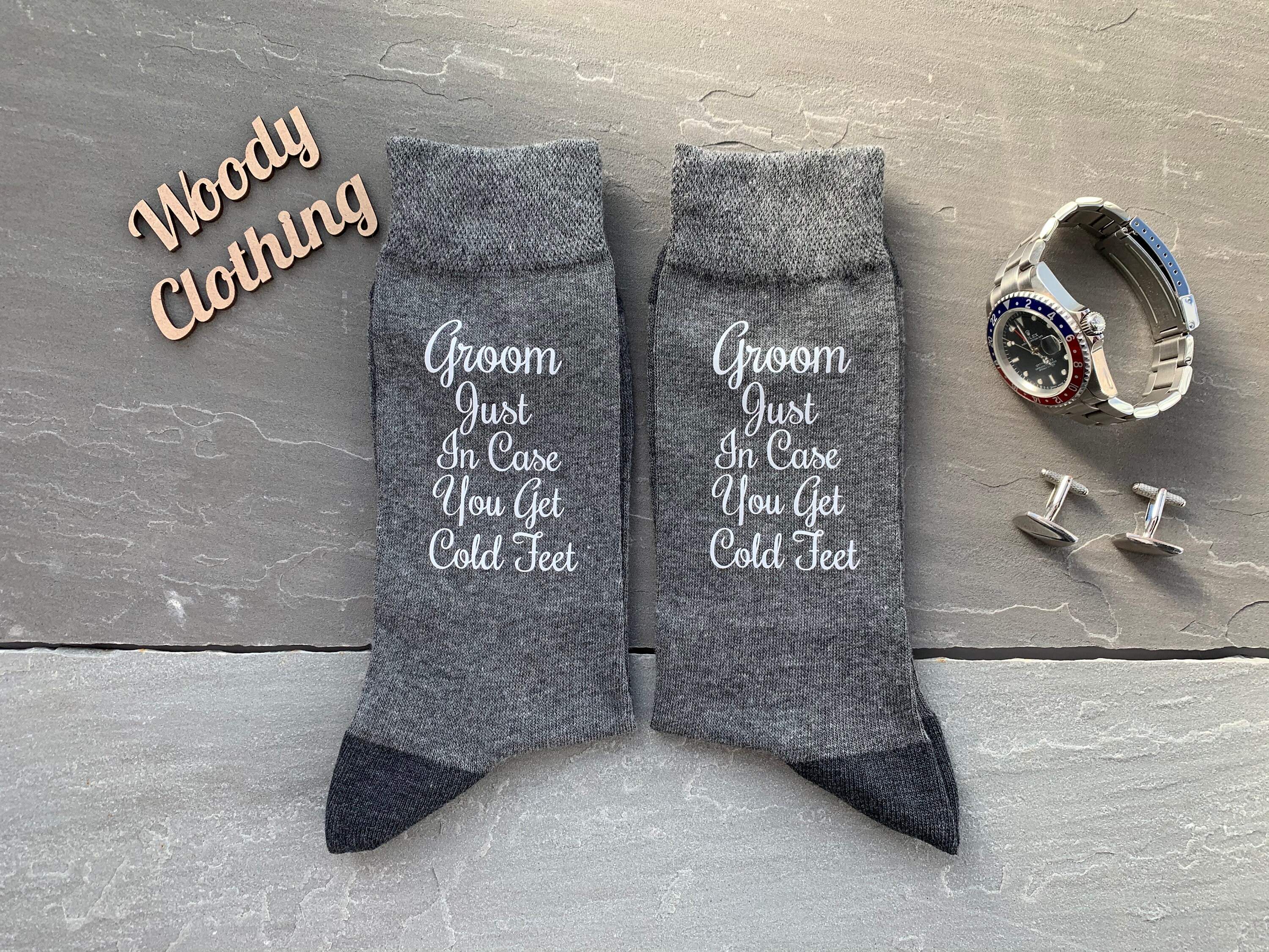 Image of Groom Just in Case You Get Cold Feet Socks, Groom Groomsmen Gift Grey Socks, Best Man Socks, Father Of The Bride Socks