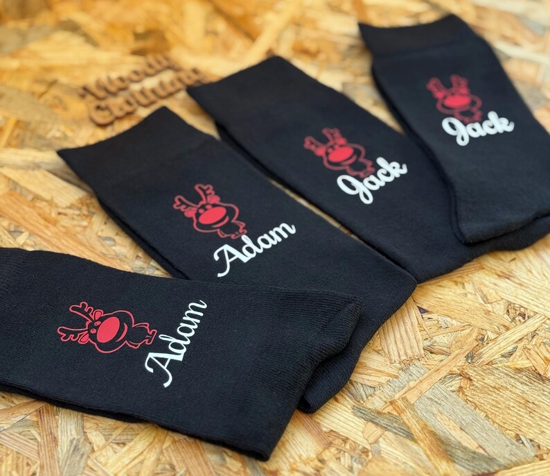Personalised Reindeer Christmas Socks, Men's, Women's, Kids, Secret