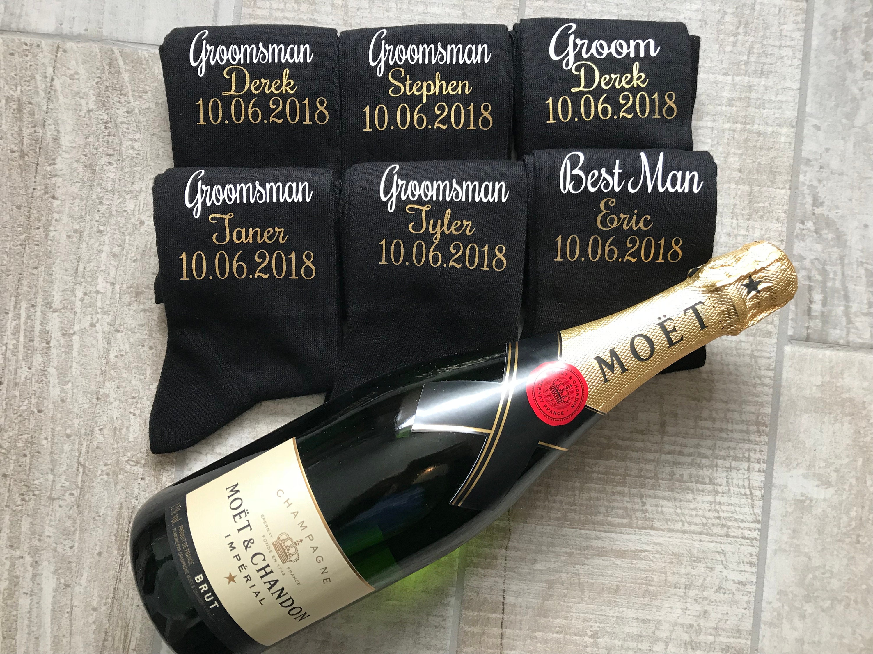Image of Black Personalised Groomsmen Socks 2 Color