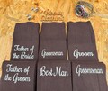 Brown Groomsmen Socks with White Wording: Personalised Wedding Socks