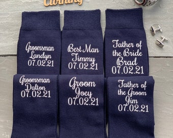 Dark navy best man socks