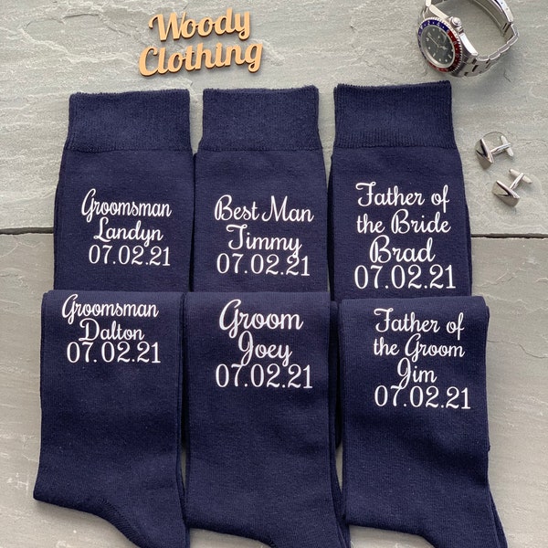 Dark navy best man socks