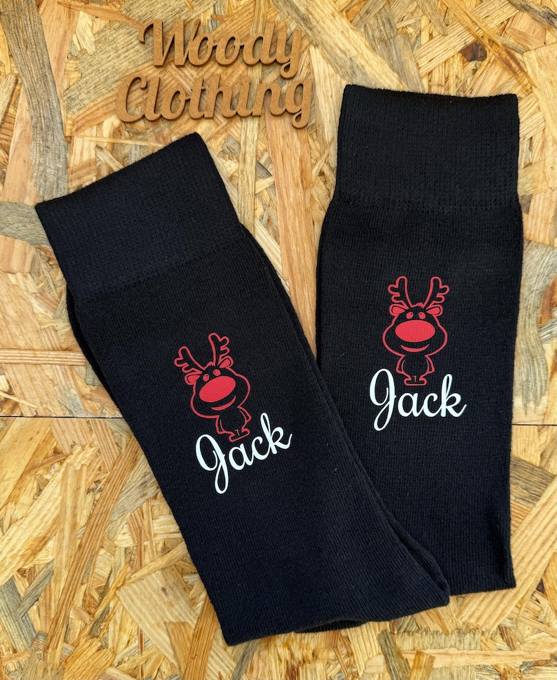 Personalised Reindeer Christmas Socks, Men's, Women's, Kids, Secret