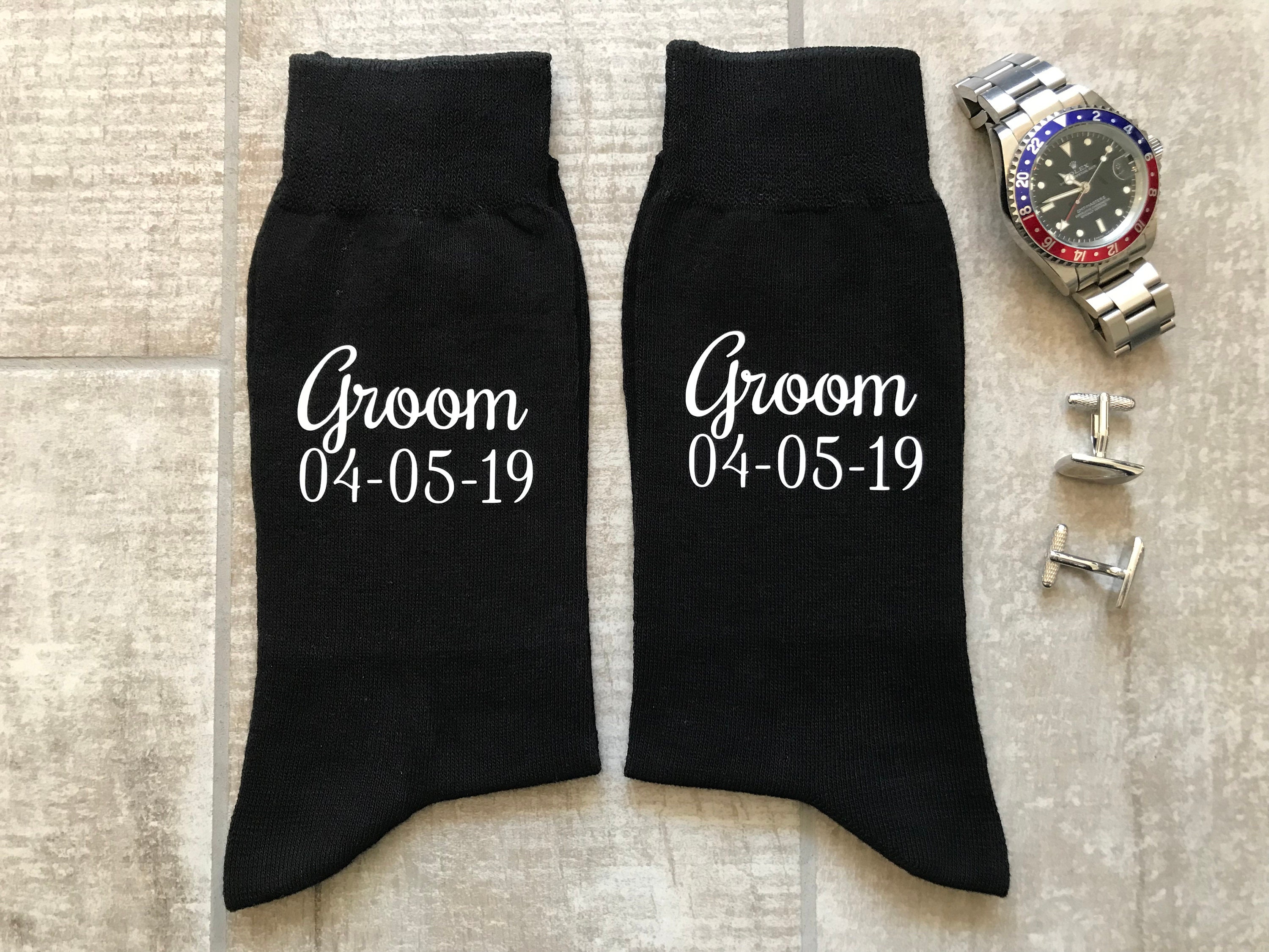 Image of Groom Socks, Groomsmen Personalised Groom & Date Usher, Best Man, Just in Case You Get Cold Feet Socks