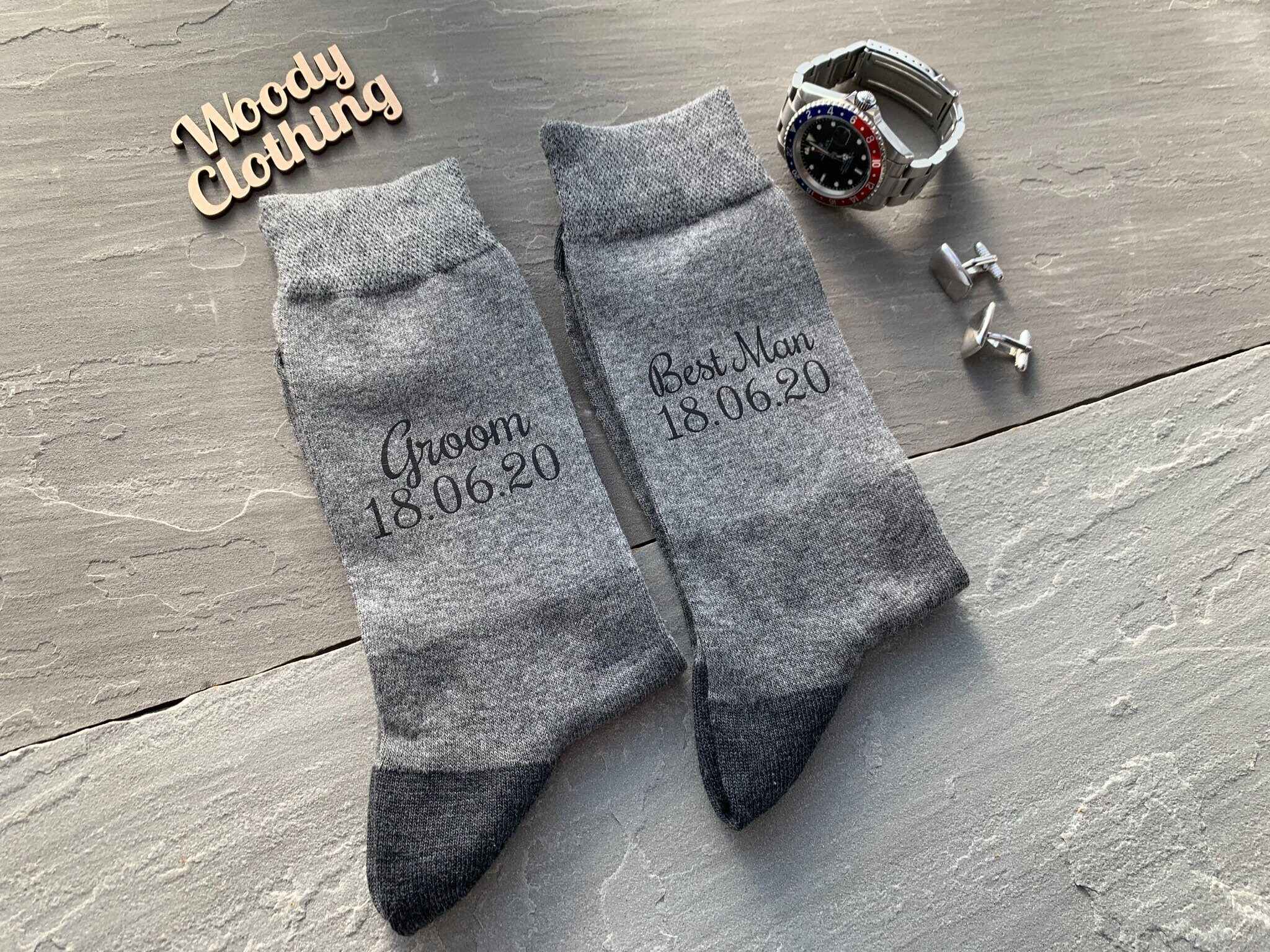 Image of Groom Socks, Groomsmen Novelty Groom Gift, Usher Grey Best Man Father Of The Bride Socks