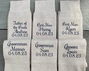 Groom socks,groomsmen socks,cream socks,personalised socks,groom personalised socks,beige socks,bestman, just in case you get cold feet