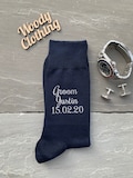 Personalised Navy Groom Socks: Wedding Party Gift