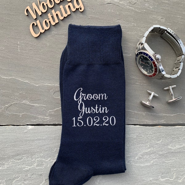 Dark Navy Groom Socks, navy groomsen socks, navy best man socks, navy father of the bride socks, navy father of the groom socks