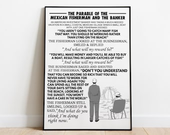 The Fisherman and the Businessman Parable Poster Print: Inspirational Office Decor