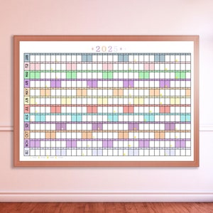 2025 Wall Planner Calendar, Giant Annual Wall Planner, Poster Calendar, Horizontal, Rainbow, Aesthetic, Minimalist for Home, Office, School