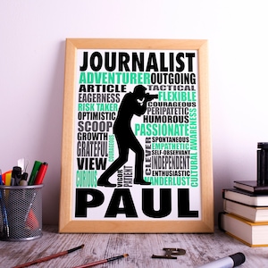 Custom Journalist Poster, Journalist gift, Typography Art Print, Personalized Present