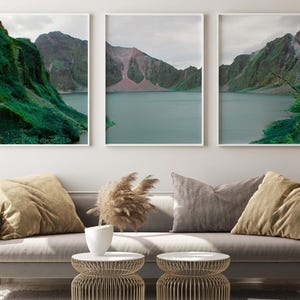 Mt. Pinatubo Wall Art Decor, Giclee, Philippines Mountain, Set of 3, Triptych, Minimalist Home Wall Print