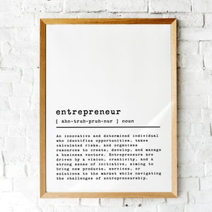 Entrepreneur Definition Print, Quote Poster, Wall Art Decor