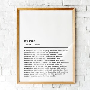 Nurse Definition Print, Quote Poster, Wall Art Decor