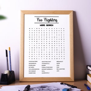Foo Fighters Rock Band Crossword Puzzle Word Search Puzzle Poster Foo Fighters Rock Band Crossword Puzzle Word Search Puzzle Poster