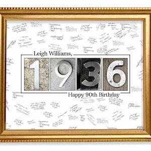 90th Birthday Guestbook Poster, 1936 Signature Keepsake, 2026 Update