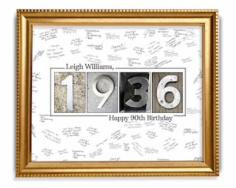 90th Birthday Guestbook Poster, 1936 Signature Keepsake, 2026 Update
