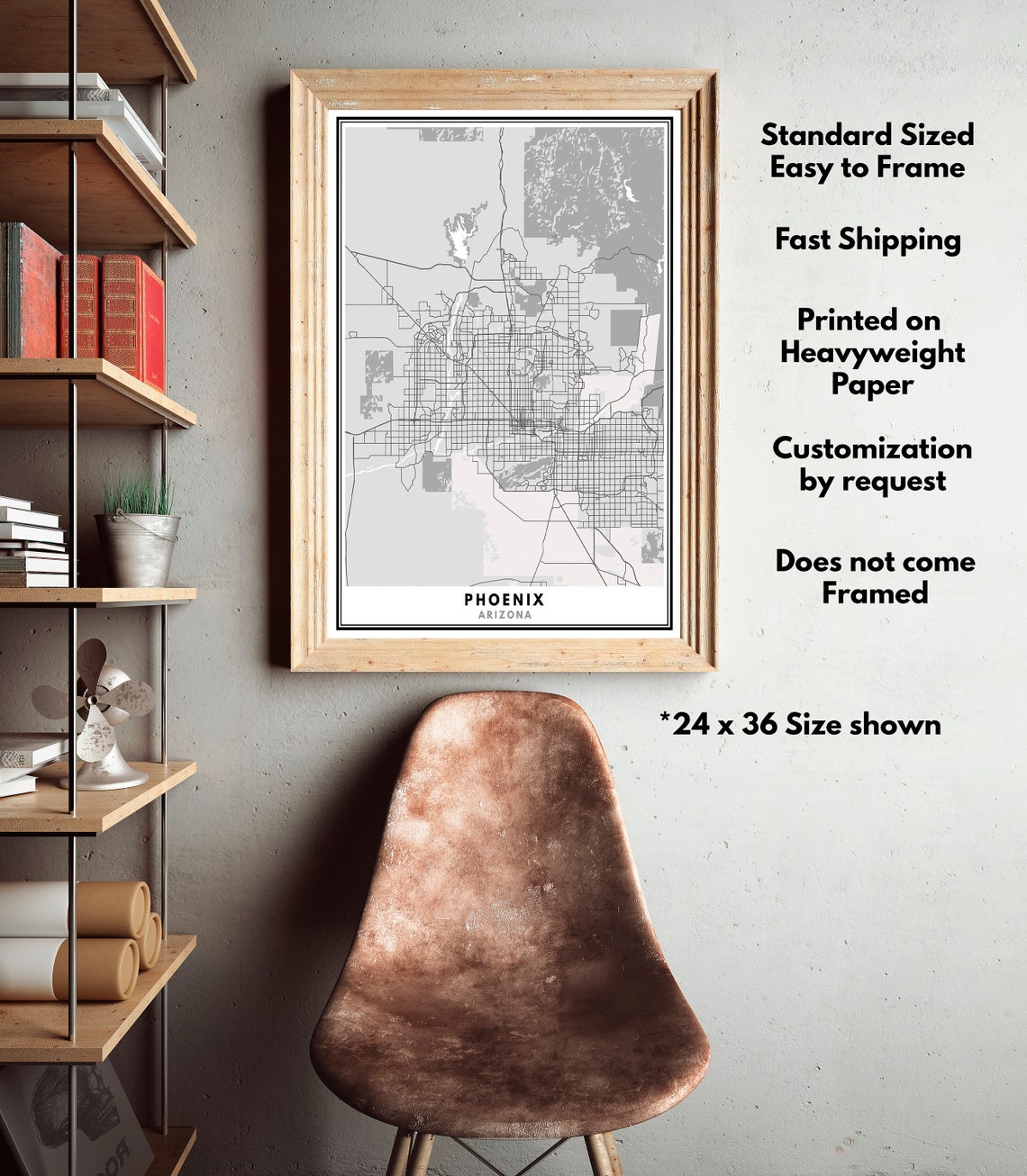 Phoenix Map Print Phoenix Poster City Map Black and White - Etsy