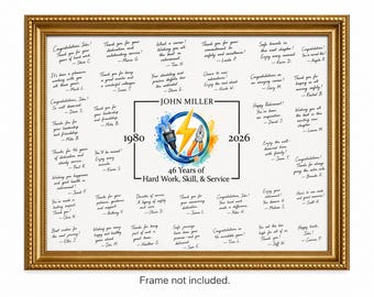 Electrician Retirement Guestbook Alternative Poster, Retired Signature Print, Personalized, Unframed
