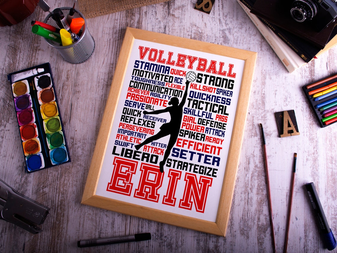 Custom Volleyball Poster Volleyball lover gift Typography Etsy