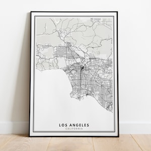 Los Angeles Map Poster Print: Black and White Minimalist City Art