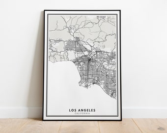 Los Angeles Map Print, Los Angeles Poster, City Map, Black and White Print, Home Wall Decor, Minimalist Wall Art