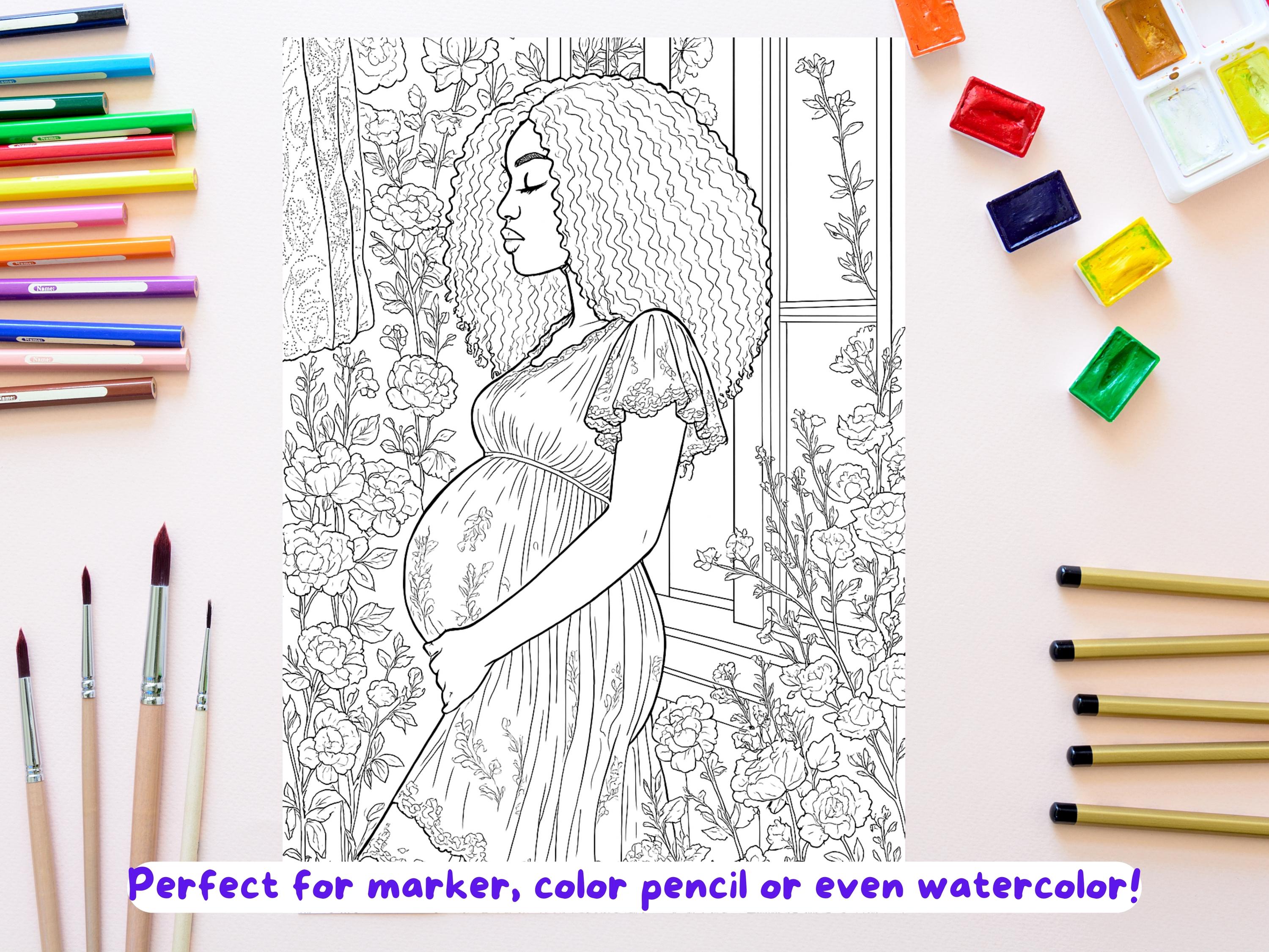 Custom Photo Coloring Page: Pregnant Woman, Couple Activity - Etsy