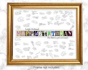 Happy Birthday Guestbook Alternative, Birthday Gift, Birthday Party Signature Poster Print, Personalized