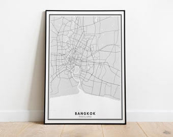 Bangkok Map Print, Bangkok Poster, City Map, Black and White Print, Home Wall Decor, Minimalist Wall Art