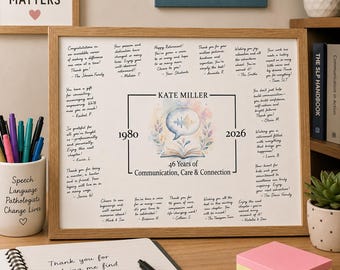 Speech-Language Pathologist Guestbook Alternative, Signature Messages Poster Print, Personalized Keepsake, Unframed