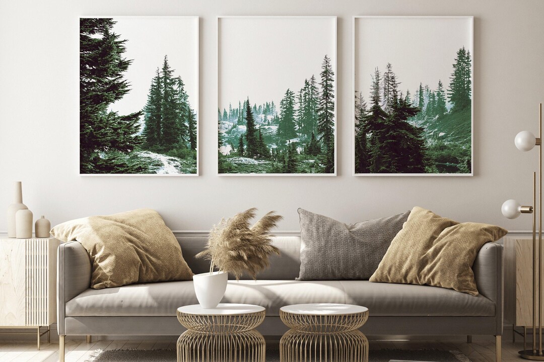 Pine Tree Forest Triptych: Landscape Wall Art Poster Print Set of 3 - Etsy