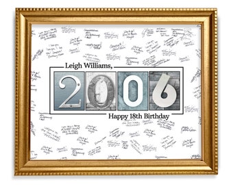 18th Birthday Guestbook Sign, 2006 Birthday Guestbook Print, Personalized Guestbook Alternative
