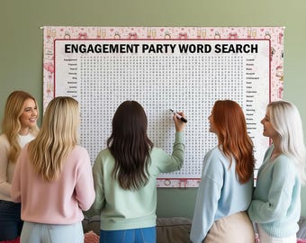 Engagement Party Word Search Game, Crossword Puzzle, Word Find Poster, Gathering Activity, Multiple Sizes