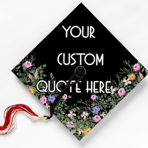 Custom Personalized Designed Graduation Hat, Graduation Cap Topper, Floral Design, Grad gift, Class of 2025
