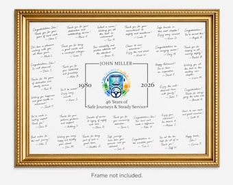 Bus Driver Retirement Guestbook Alternative Poster, Retired Signature Print, Personalized, Unframed